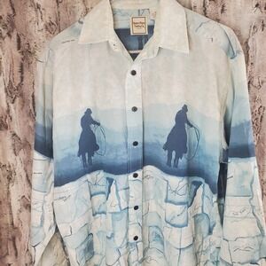 Western Plains Trading Co Shirt Adult Medium Button Up Long Sleeve Cotton Cowboy
